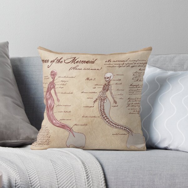 Anatomy of the Mermaid Throw Pillow