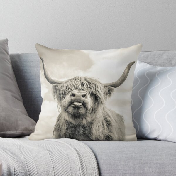Cheeky Highland Cow  Throw Pillow