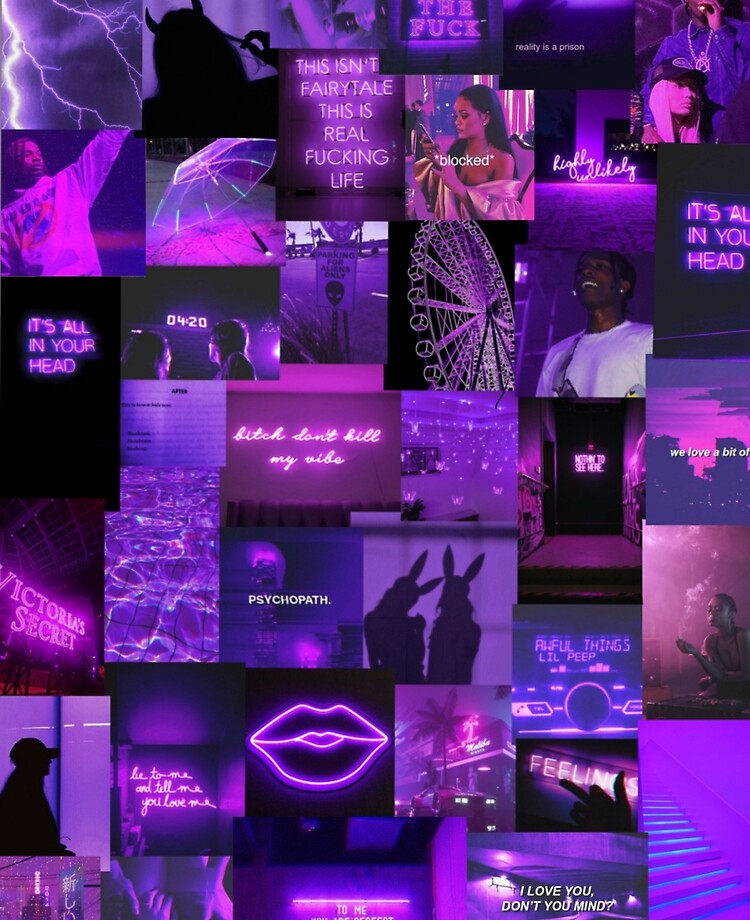 Purple Neon Lights Aesthetic Collage Laptop Skin | ubicaciondepersonas ...