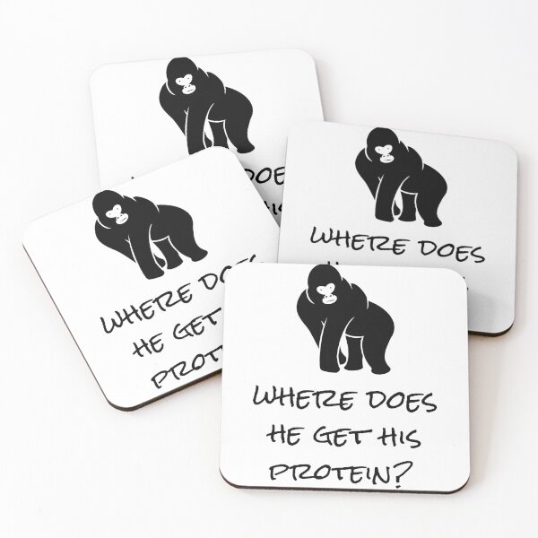 Item preview, Where Does He Get His Protein? Vegan Foods, Gorilla Muscles. designed and sold by Sweevy Swag.