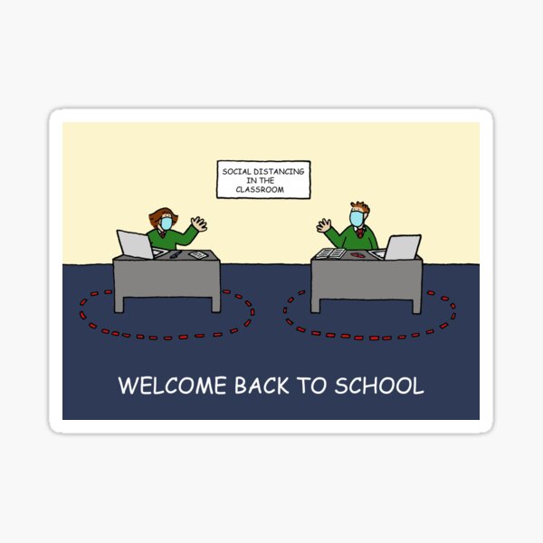 Coronavirus Cartoon Welcome Back To Work Social Distancing Sticker By Katetaylor Redbubble