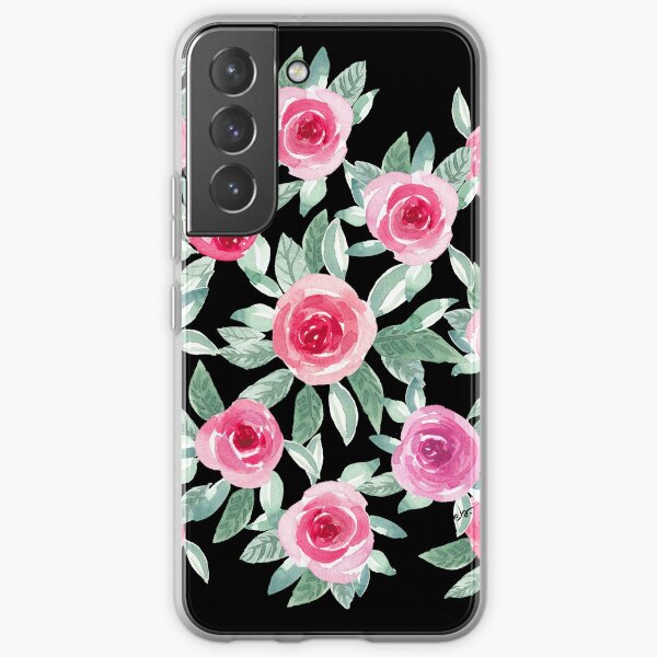 Watercolour Roses in black Samsung Galaxy Soft Case
