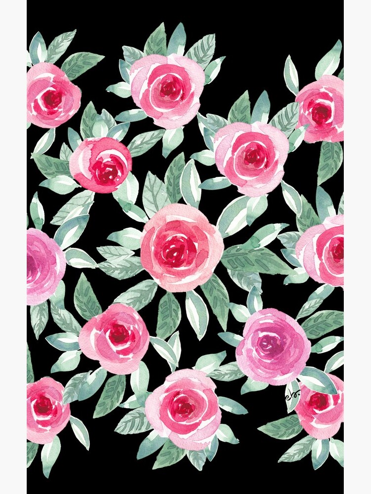 Watercolour Roses in black by ebozzastudio