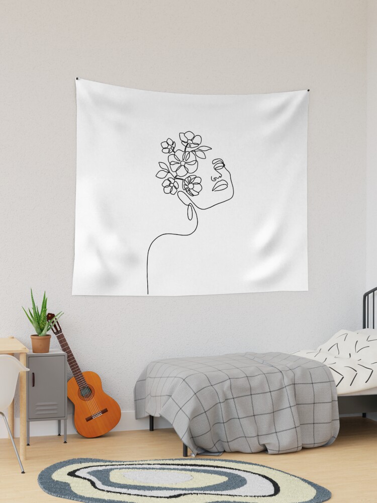 woman with flowers line art Tote Bag for Sale by Daezha Kirk