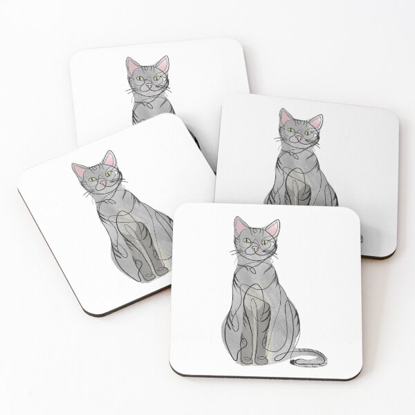 Item preview, Gray Tiger Cat One Line designed and sold by By-The-Chum.