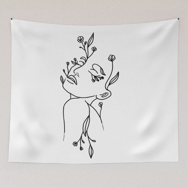 Item preview, woman with flowers line art designed and sold by Daezha Kirk.