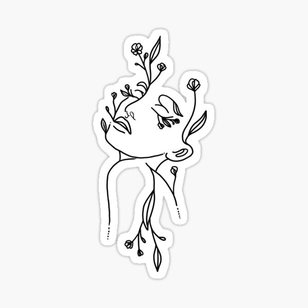 Item preview, woman with flowers line art designed and sold by Daezha Kirk.