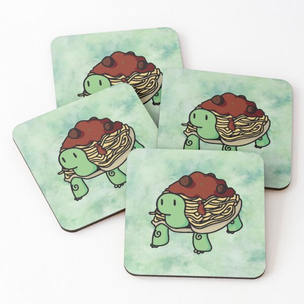 Item preview, Turtle Noodle Cute Spaghetti and Meatball Topped Tortoise designed and sold by picadillyprints.