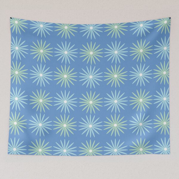 Item preview, Blue Green Daisies with blue bkgd 2 designed and sold by Orchyd.