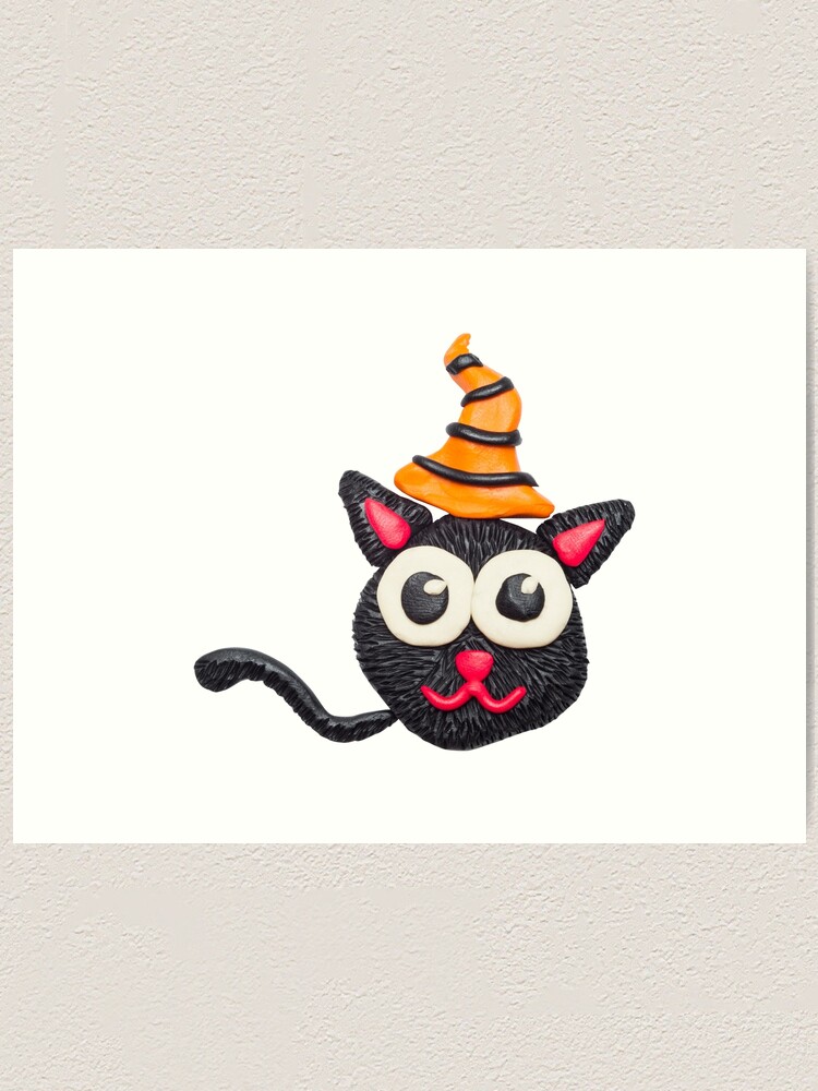 Impression Artistique Chat Noir De Pate A Modeler Par Bastetamon Redbubble
