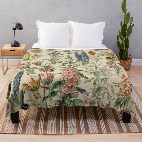 Adolphe Millot Fleurs B Throw Blanket