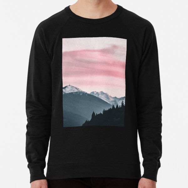 Snowy Mountain Pink Sky Lightweight Sweatshirt