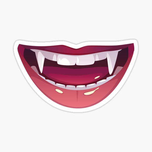 Cartoon Monster Vampire Pink Lips Sharp Teeth Fangs Sticker