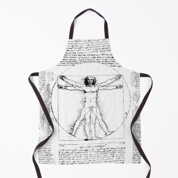 Item preview, VITRUVIAN MAN Leonardo Da Vinci Handwriting Black White Drawing designed and sold by BulganLumini.