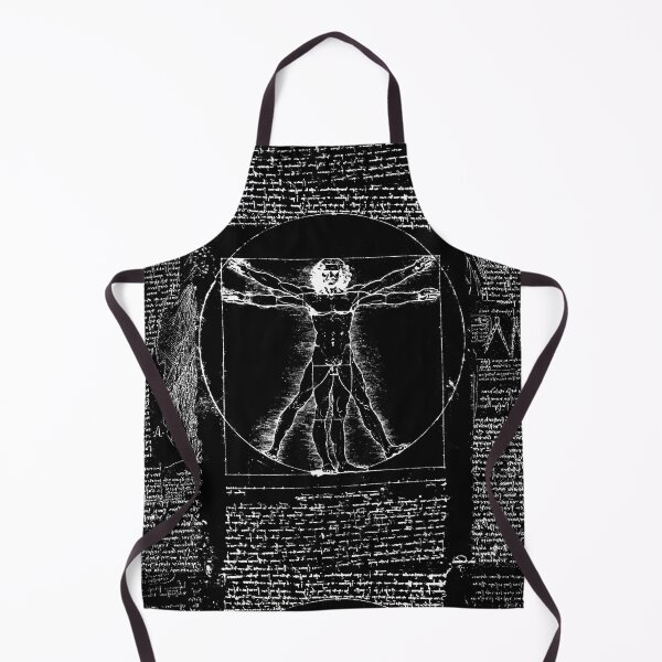 Item preview, VITRUVIAN MAN Leonardo Da Vinci Handwriting Black White Drawing designed and sold by BulganLumini.
