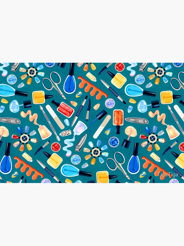 Thumbnail 4 of 4, Zipper Pouch, Shimmery Fingernail Equipment - Teal designed and sold by TigaTiga.