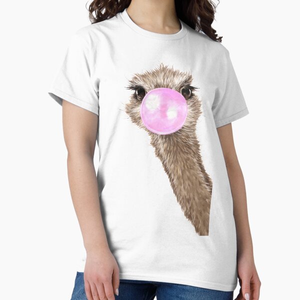 Item preview, Sneaky Ostrich with Bubble Gum in Pink designed and sold by bignosework.
