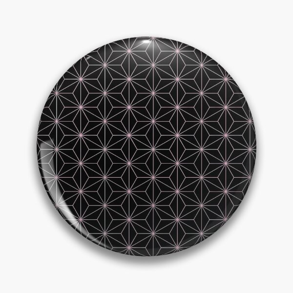 Traditional Japanese Asanoha Kimono pattern, Black And Pink Geometric Pattern, Japanese Haori Pattern Pin