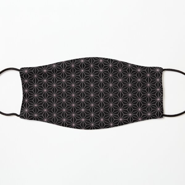 Traditional Japanese Asanoha Kimono pattern, Black And Pink Geometric Pattern, Japanese Haori Pattern Kids Mask
