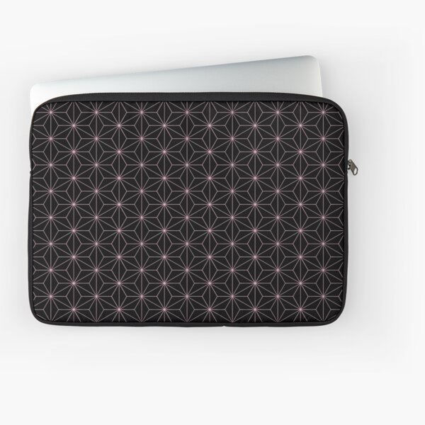 Traditional Japanese Asanoha Kimono pattern, Black And Pink Geometric Pattern, Japanese Haori Pattern Laptop Sleeve