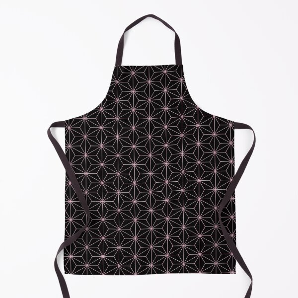 Traditional Japanese Asanoha Kimono pattern, Black And Pink Geometric Pattern, Japanese Haori Pattern Apron