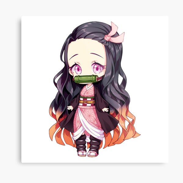 Cute Kawaii Cool Chibi Nezuko Kamado Anime Manga Demon Slayer Kimetsu No Yaiba Metal Print By Cedrek Redbubble