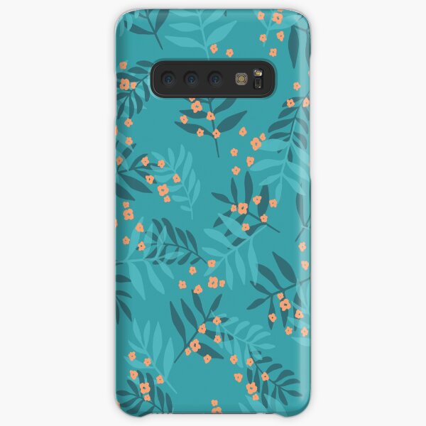 Leaves and flowers on turquoise Samsung Galaxy Snap Case