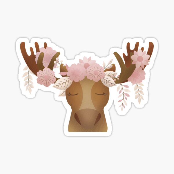 Feminine Floral Moose Sticker