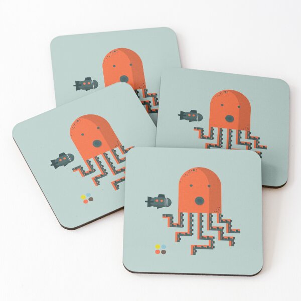 Item preview, Giant squid geometric illustration with submarine designed and sold by dinsorsidum.