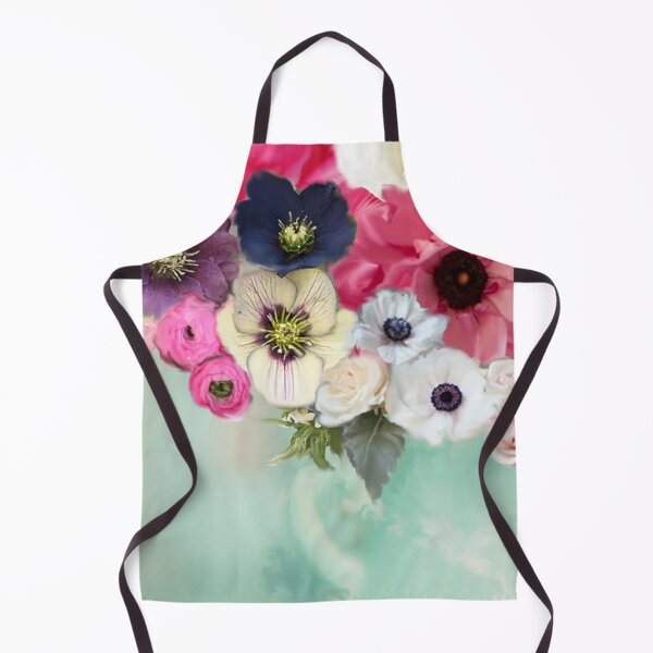 Item preview, WHITE PINK ROSES ,ANEMONE FLOWERS ,TEAL AQUA BLUE FLORAL designed and sold by BulganLumini.