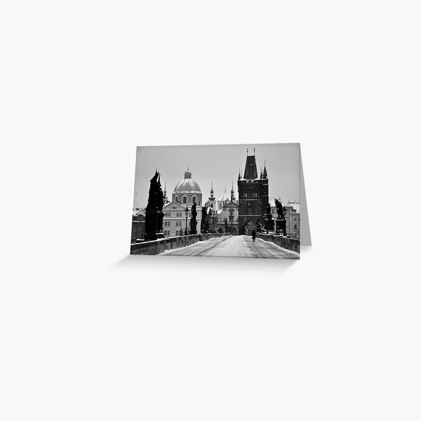 Prague, Charles Bridge, in Snow Greeting Card