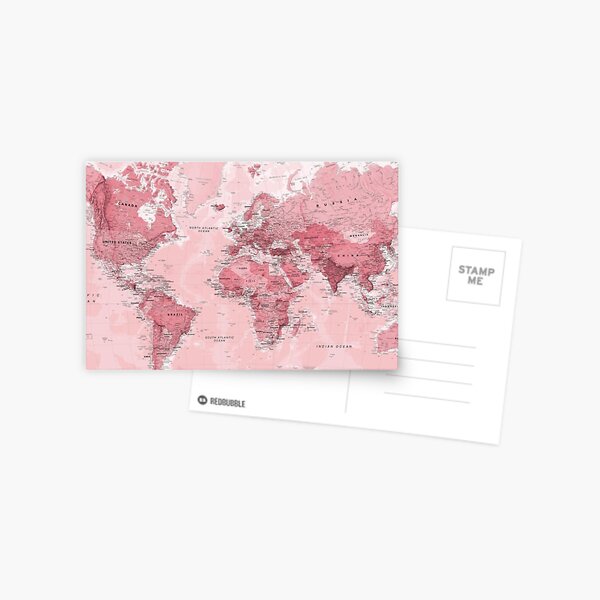 Pink World map Postcard
