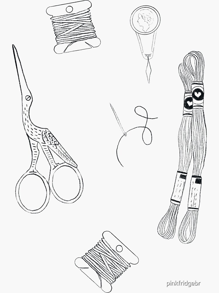 Thumbnail 3 of 3, Sticker, Embroidery tools designed and sold by pinkfridgebr.