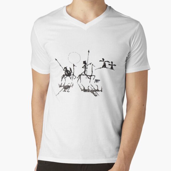 Don Quijote y Sancho Panza Camiseta de cuello en V