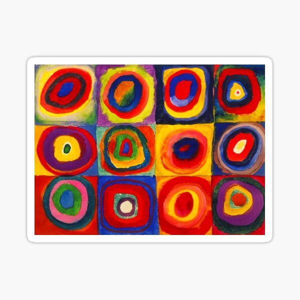 Carrés d'étude de couleur Kandinsky avec cercles concentriques Sticker