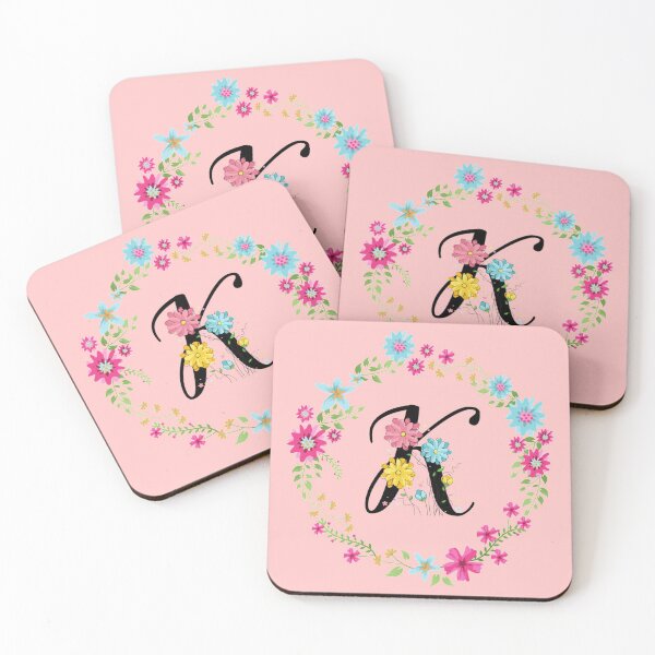 Item preview, Letra inicial K con monograma floral rosa designed and sold by BleuSky.