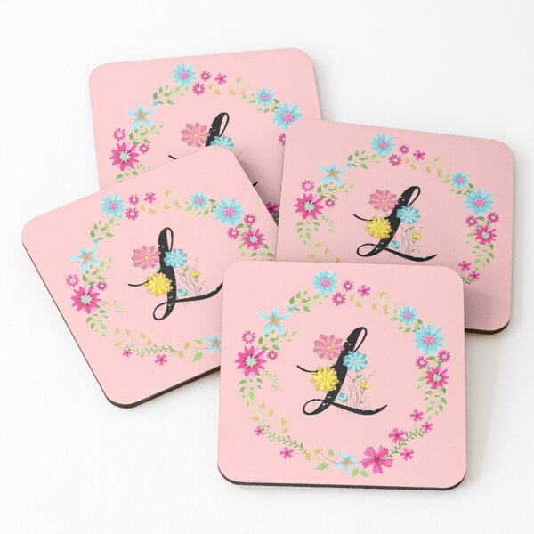 Item preview, Pink Floral Monogram Initial Letter L designed and sold by BleuSky.