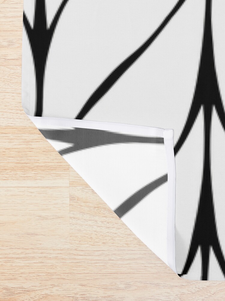 Alternate view of Black and White Leaf Pattern Shower Curtain