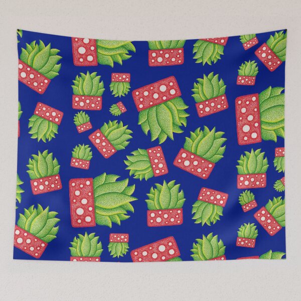 Item preview, Green succulent design with red flowerpot pointillism painting designed and sold by MitoP.