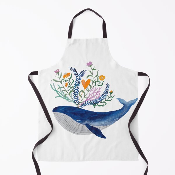 Item preview, blue whale with flowers watecolor illustration designed and sold by PinkNounou.