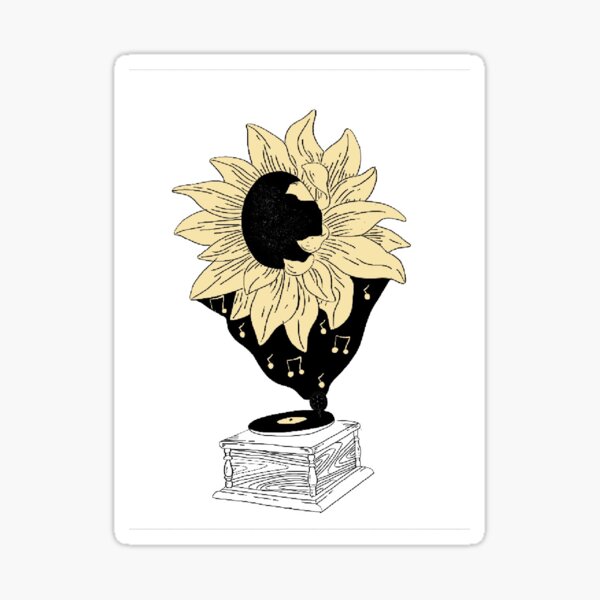 sunflower record player Sticker