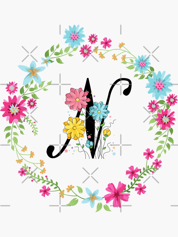 Flower Wreath with Personalized Monogram Initial Letter J on Pink