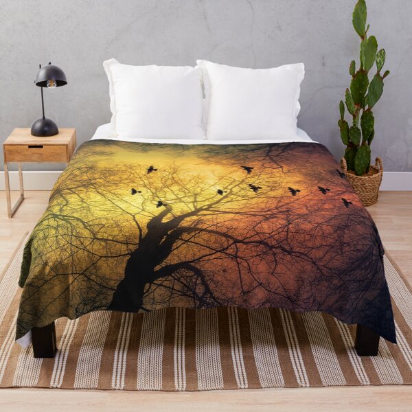 Item preview, inVasion - tree silhouettes and flock of birds against a dramatic sky designed and sold by Dyrk Wyst Redbubble Shop.
