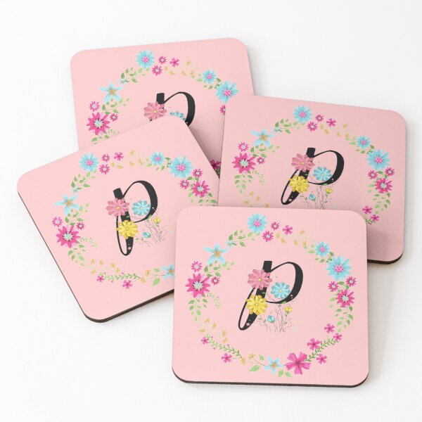 Item preview, Pink Floral Monogram Initial Letter P designed and sold by BleuSky.
