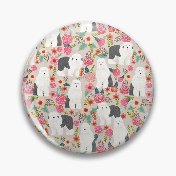 Aperçu de l'œuvre Vieux chien de berger anglais floral race chien animaux de compagnie modèle motif cadeaux créée et vendue par PetFriendly.