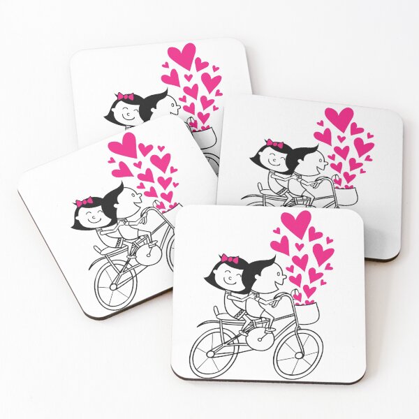Item preview, Cycling couple, girl and boy riding on bike designed and sold by Halalolo.