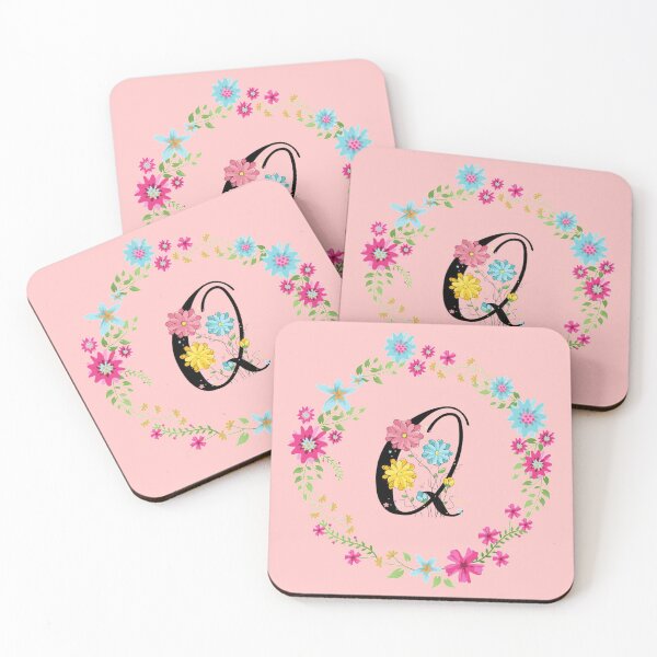 Item preview, Pink Floral Monogram Initial Letter Q designed and sold by BleuSky.
