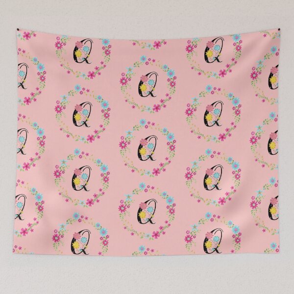 Item preview, Pink Floral Monogram Initial Letter Q designed and sold by BleuSky.