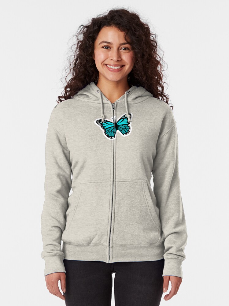 "Blue Monarch Butterfly" Zipped Hoodie by caitlinjcook Redbubble