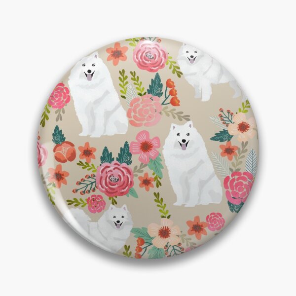 Item preview, japanese spitz dog floral - vintage florals, floral pet, cute dog, japanese spitz, american eskimo dog designed and sold by PetFriendly.